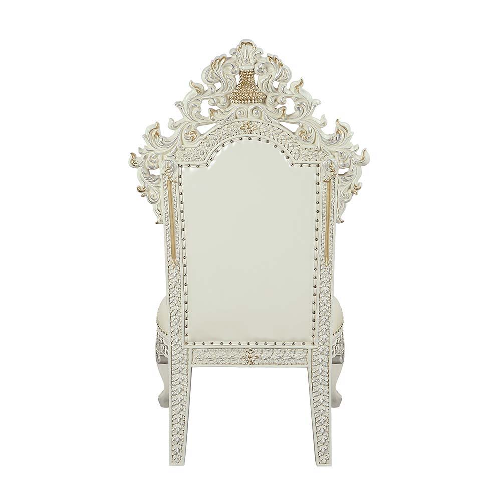 Adara - Side Chair (Set of 2) - White PU & Antique White Finish - Urban Living Furniture (Los Angeles, CA)