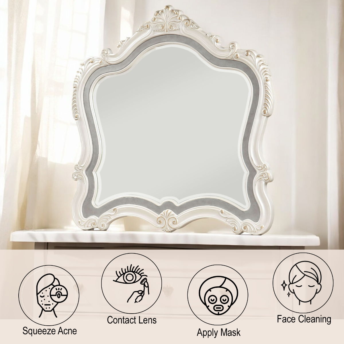 Chantelle - Mirror - Pearl White Finish - Urban Living Furniture (Los Angeles, CA)