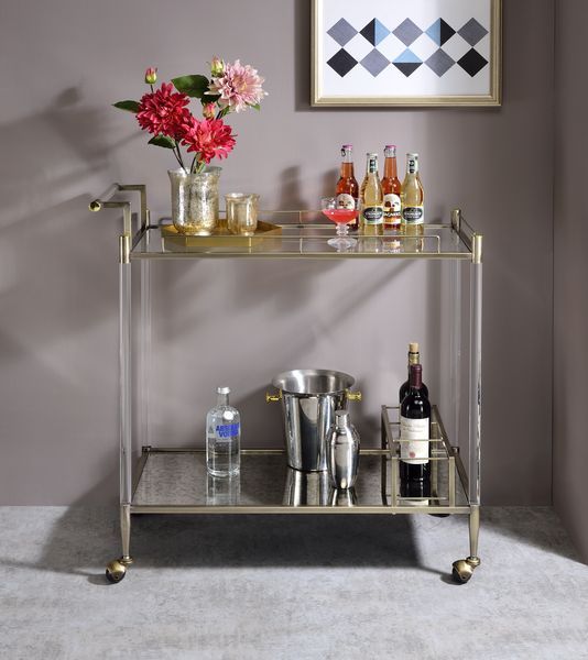 Cirro - Serving Cart - Antique Mirror & Wire Brass - Urban Living Furniture (Los Angeles, CA)