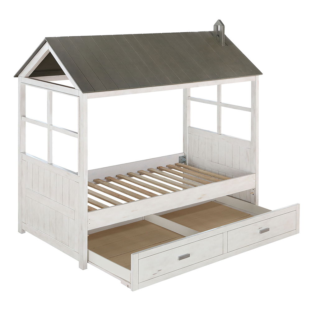 Tree House II - Twin Bed - Weathered White & Washed Gray - Urban Living Furniture (Los Angeles, CA)