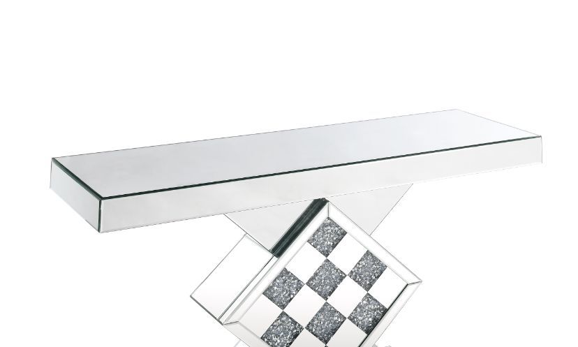 Noralie - 47" X 14" Console Table - Mirrored & Faux Diamonds - Urban Living Furniture (Los Angeles, CA)
