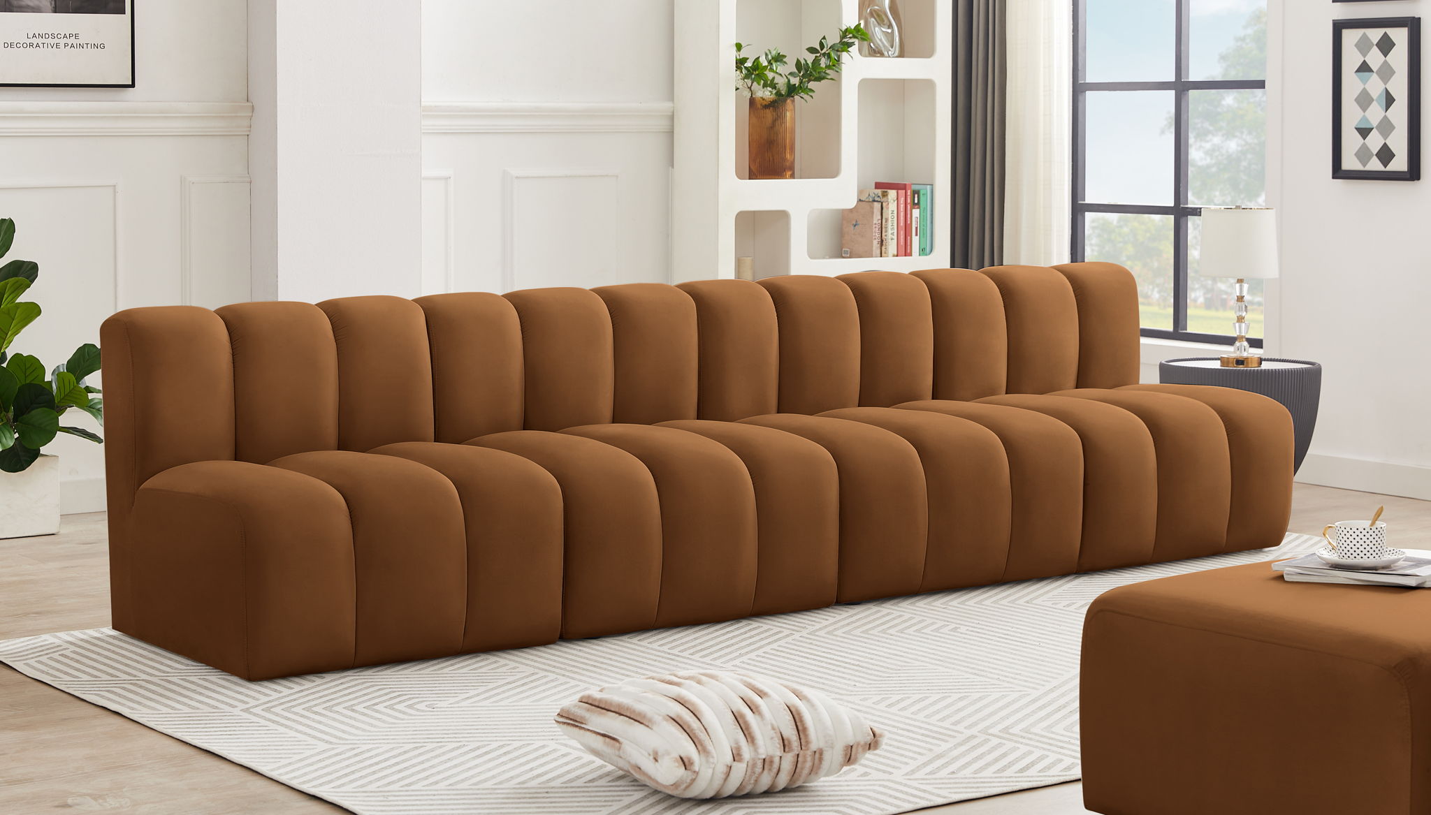 Arc - Velvet 4 Pieces Modular Sofa - Saddle - Urban Living Furniture (Los Angeles, CA)