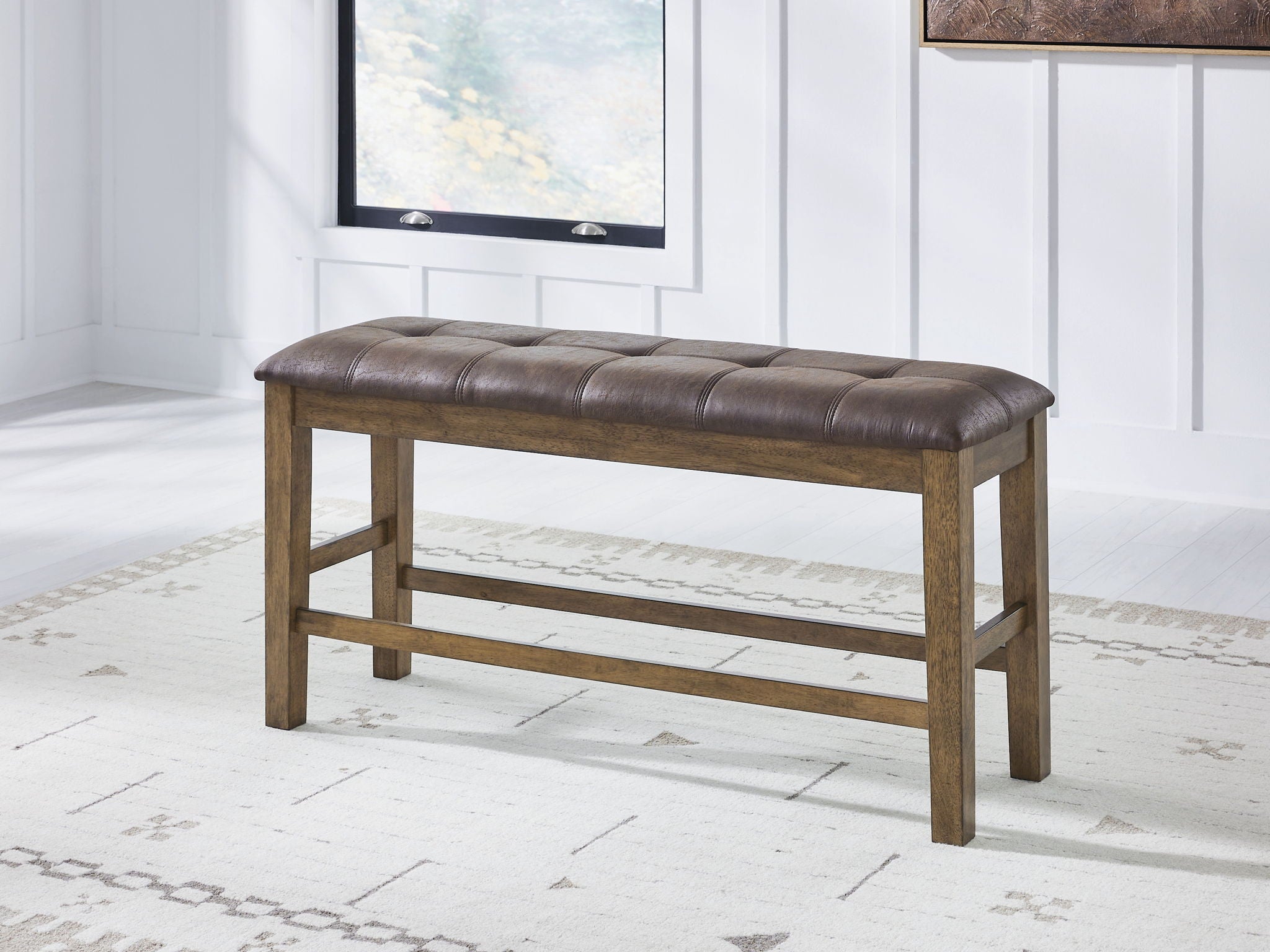 Urbinforte - Double Counter Height Upholstered Bench - Light Brown - Urban Living Furniture (Los Angeles, CA)