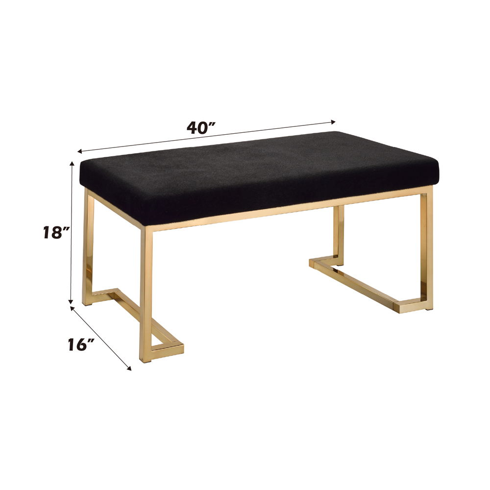 Boice - Bench - Black Fabric & Champagne - Urban Living Furniture (Los Angeles, CA)