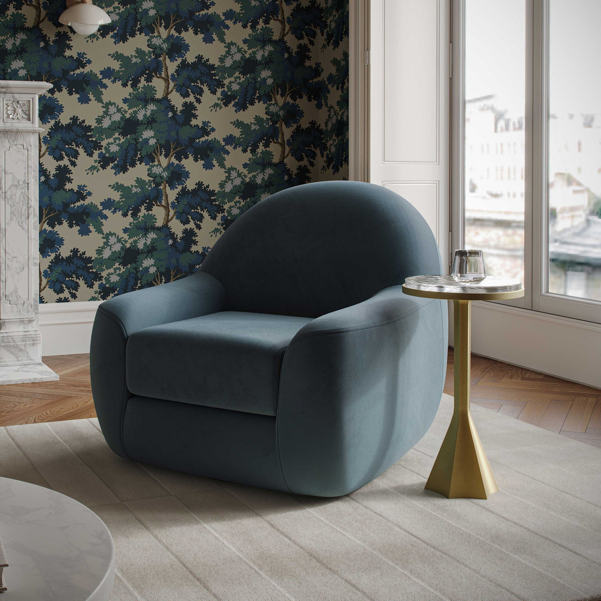 Tiago - Swivel Chair - Dark Teal