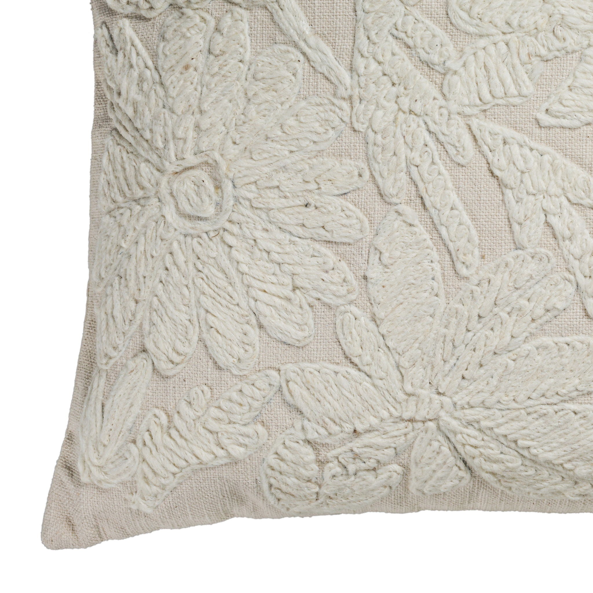 Tabitha - 20" Square Embroidered Throw Pillow - (Cover) - Cream - Urban Living Furniture (Los Angeles, CA)