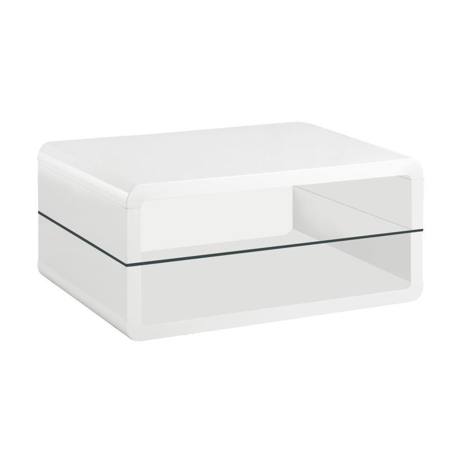 Elana - 1-Shelf Rectangular Coffee Table - White High Gloss - Urban Living Furniture (Los Angeles, CA)