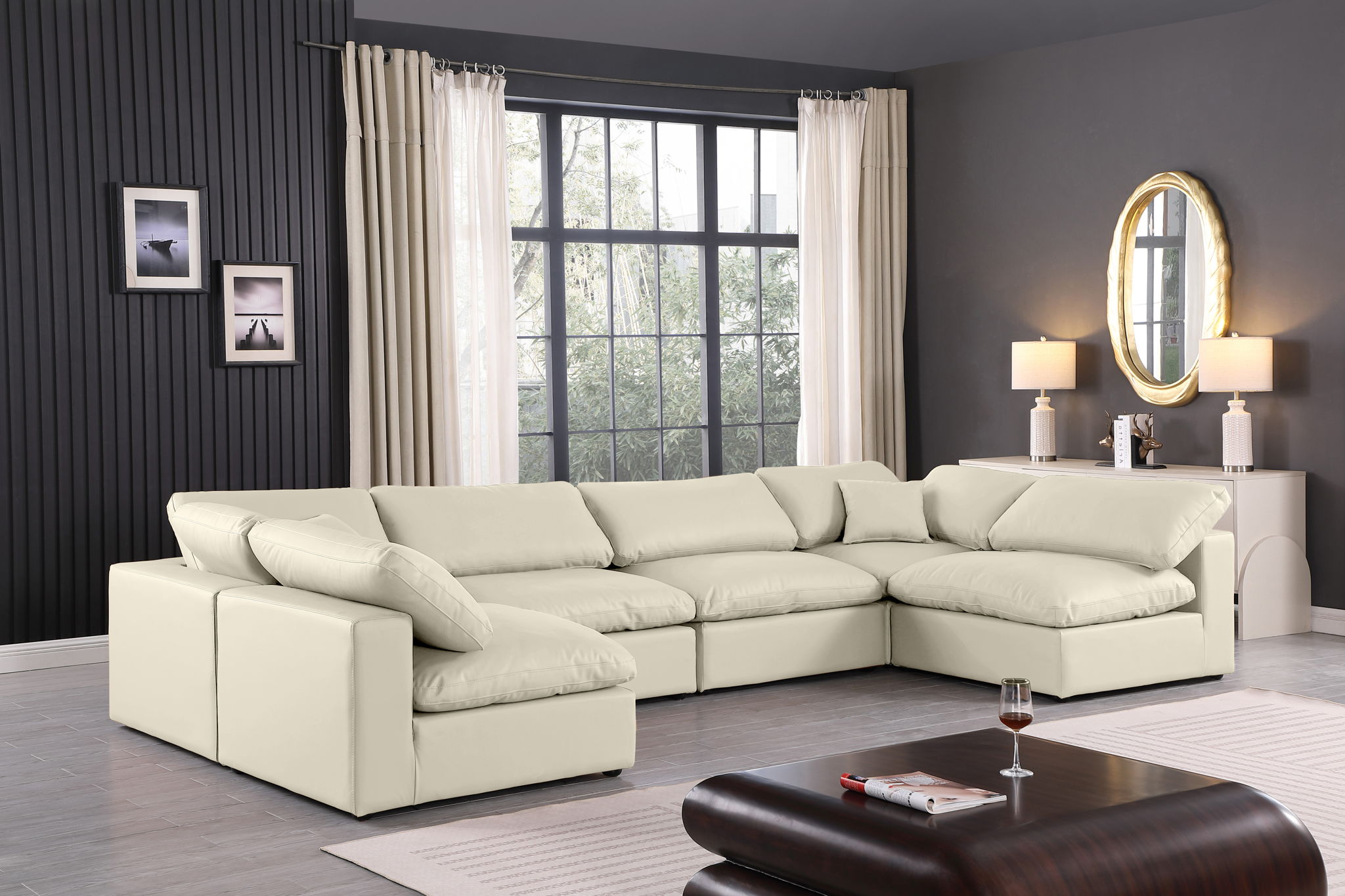 Comfy - 6 Piece Faux Leather Modular Armless Sectional - Urban Living Furniture (Los Angeles, CA)