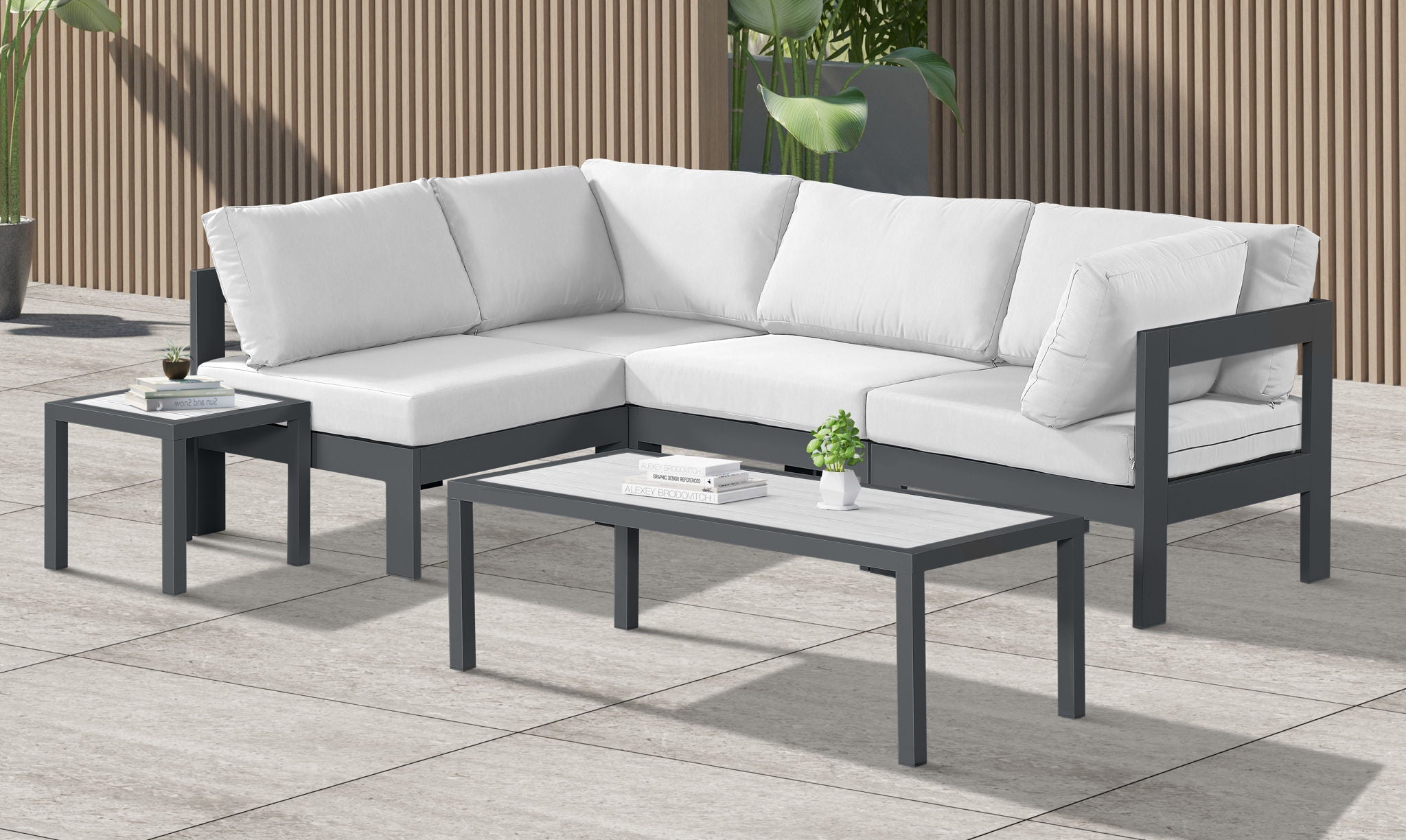 Nizuc - Outdoor Patio 4 Piece Modular Sectional With Gray Frame - Urban Living Furniture (Los Angeles, CA)