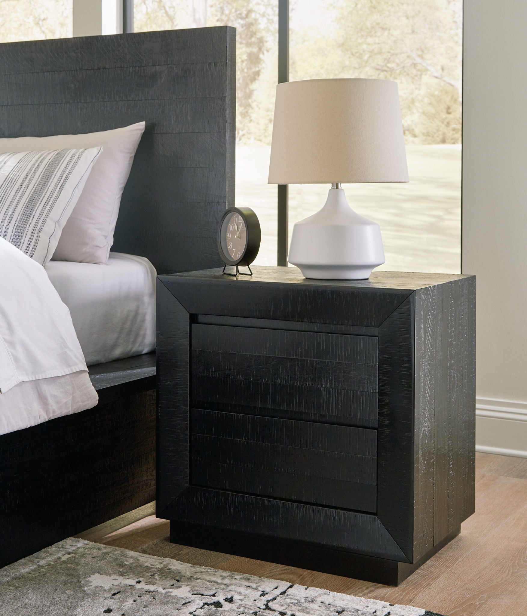 Londer - Black - Two Drawer Night Stand - Urban Living Furniture (Los Angeles, CA)