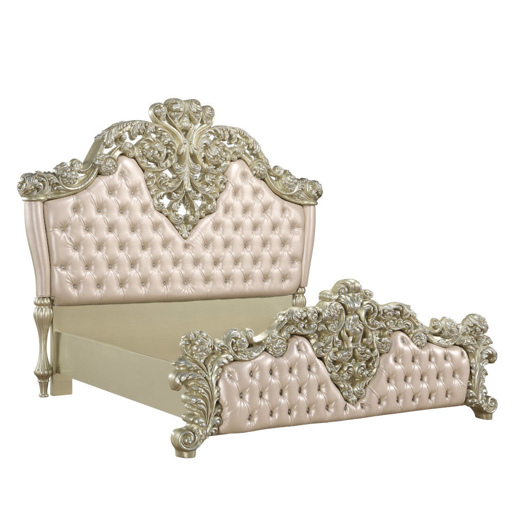Vatican - Eastern King Bed - Synthetic Leather, Light Gold & Champagne Silver - Urban Living Furniture (Los Angeles, CA)