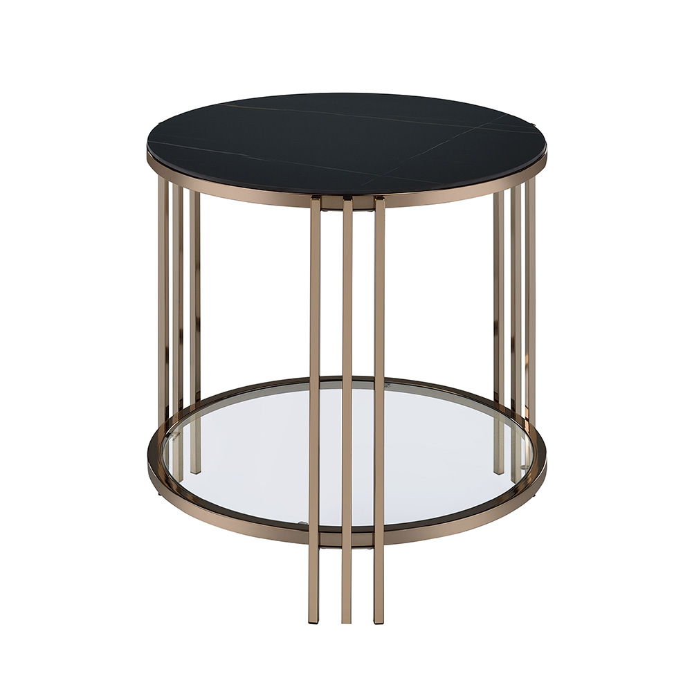Zaidee - End Table - Sintered Stone & Champagne - Urban Living Furniture (Los Angeles, CA)