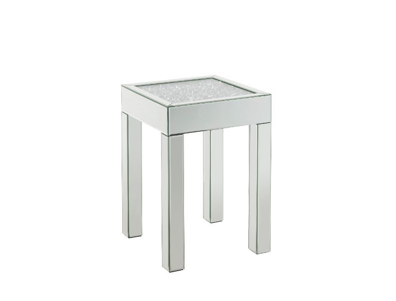 Noralie - 16" Square End Table With Glass Top - Mirrored & Faux Diamonds - Urban Living Furniture (Los Angeles, CA)