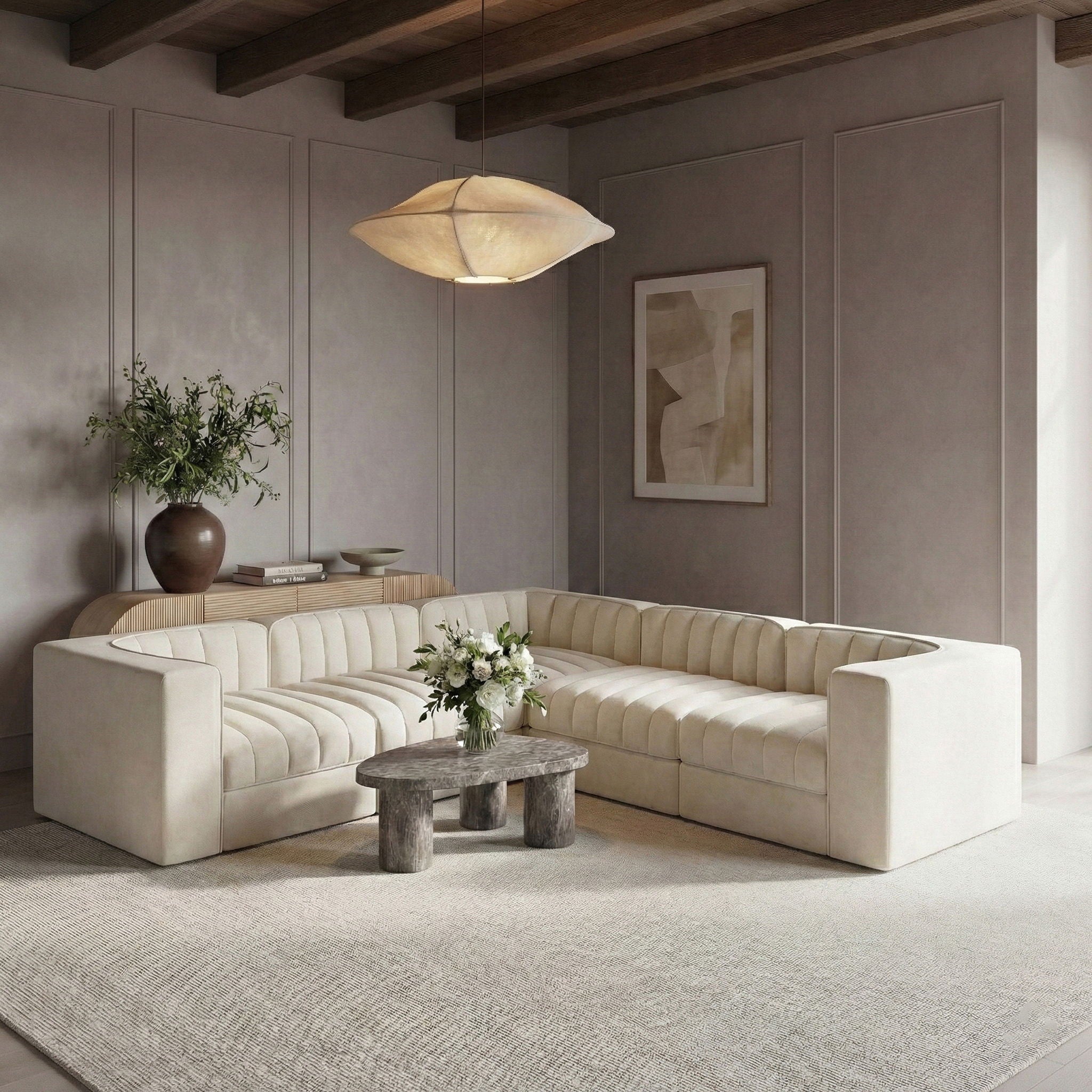 Rummi - Velvet Performance Fabric Upholstered 5 Piece Modular Sectional - Urban Living Furniture (Los Angeles, CA)