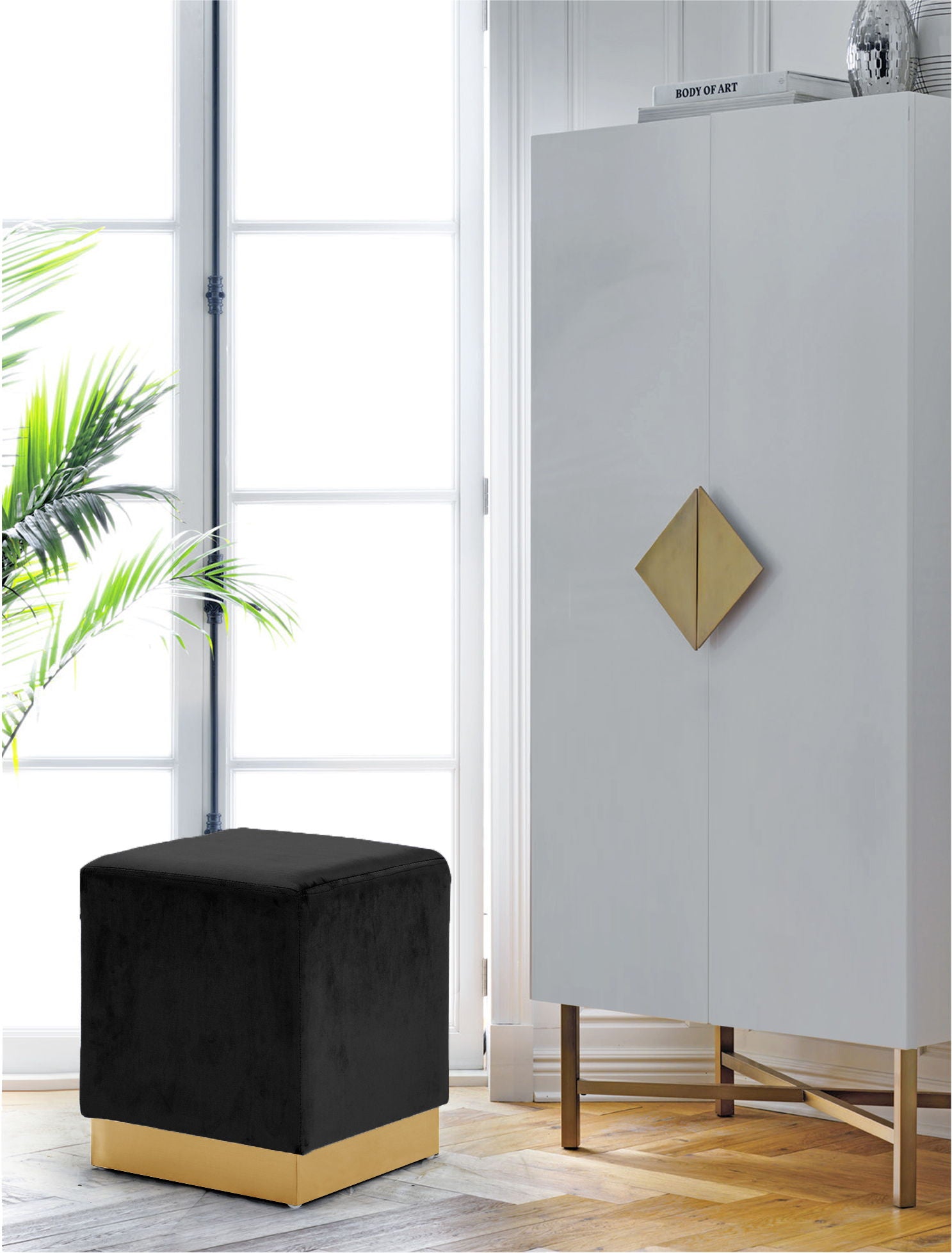 Jax - Stool Ottoman with Gold Base - Urban Living Furniture (Los Angeles, CA)