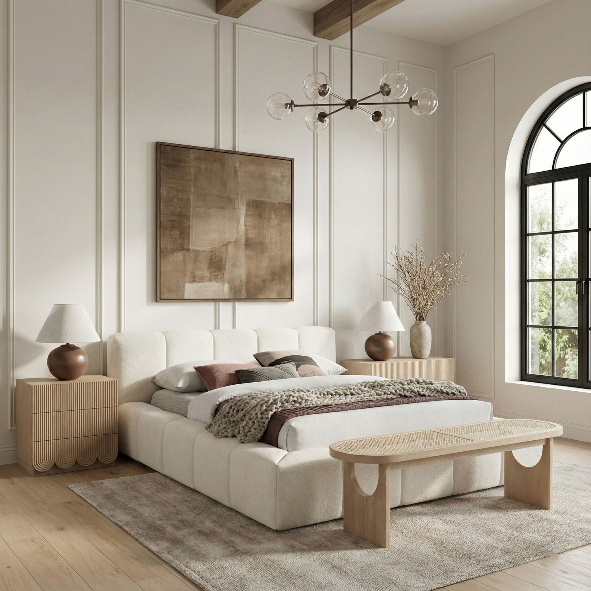 Canovia - Solid Wood And Faux Cane Bench - Urban Living Furniture (Los Angeles, CA)