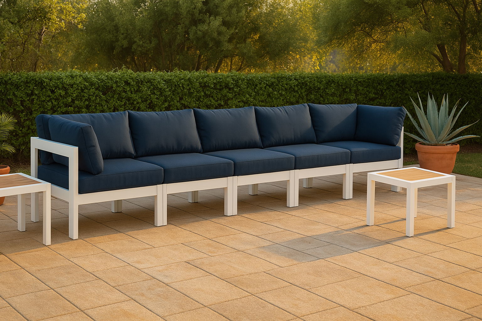 Nizuc - Outdoor Patio 6 Seat Modular Sofa With White Frame - Urban Living Furniture (Los Angeles, CA)