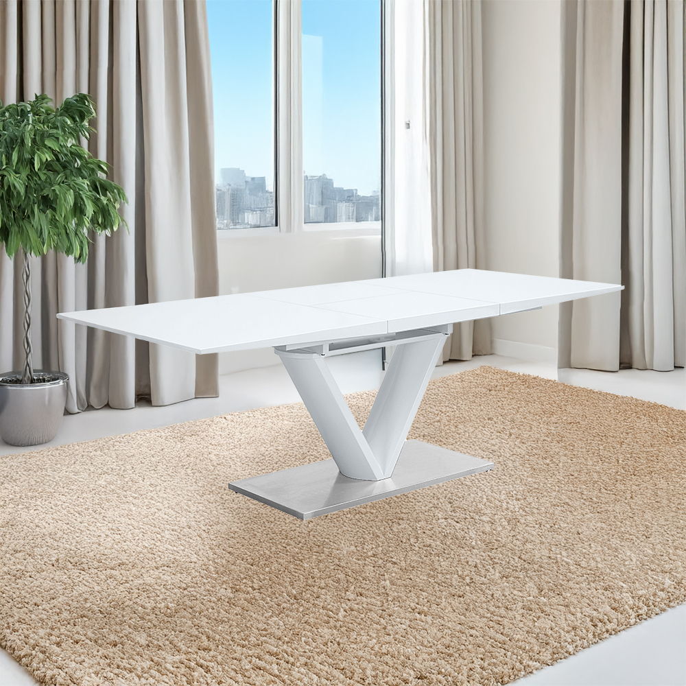 Gallegos - Dining Table With Leaf - White High Gloss - Urban Living Furniture (Los Angeles, CA)