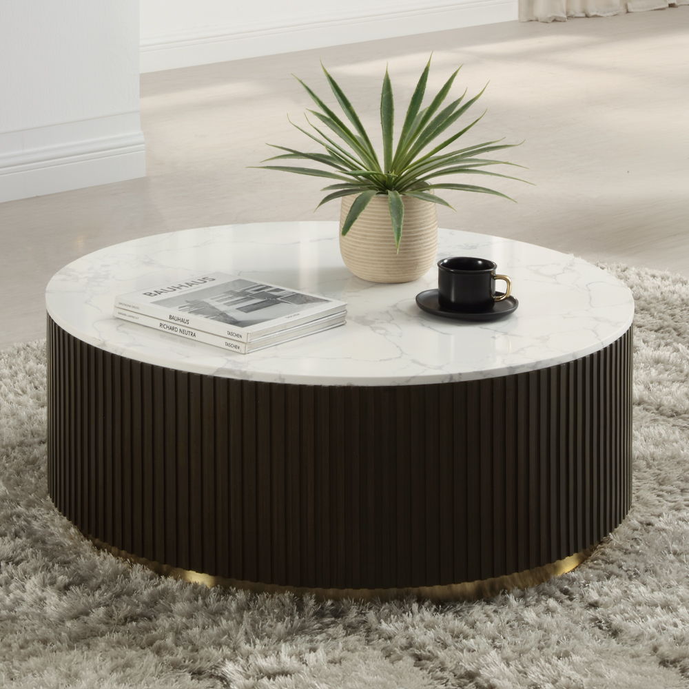 Clayten - Coffee Table - White Natural Marble Top & Espresso - Urban Living Furniture (Los Angeles, CA)