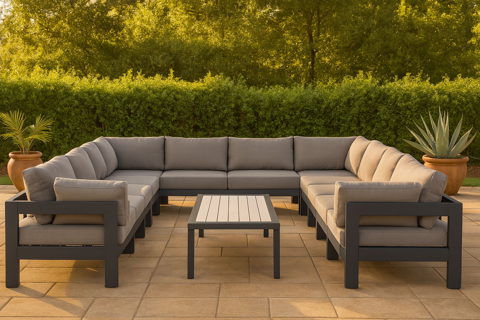 Nizuc - Outdoor Patio 12 Piece Modular Sectional With Gray Frame - Urban Living Furniture (Los Angeles, CA)