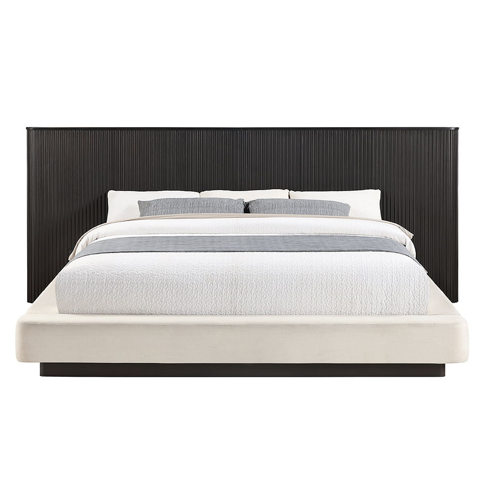 Clayten - Eastern King Bed - Beige Linen & Espresso - Urban Living Furniture (Los Angeles, CA)