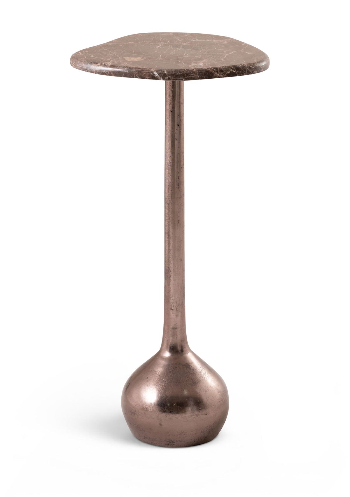 Vireo - Genuine Marble Top And Aluminum Base Drink Table - Brown / Bronze