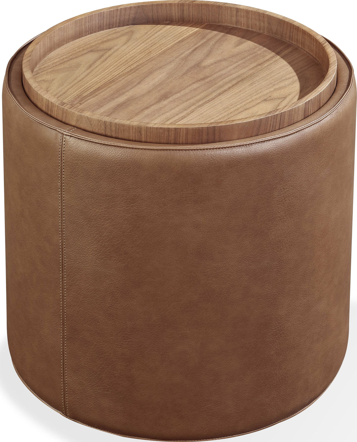 Yeal - Leather Upholstered Storage Table With Wooden Top