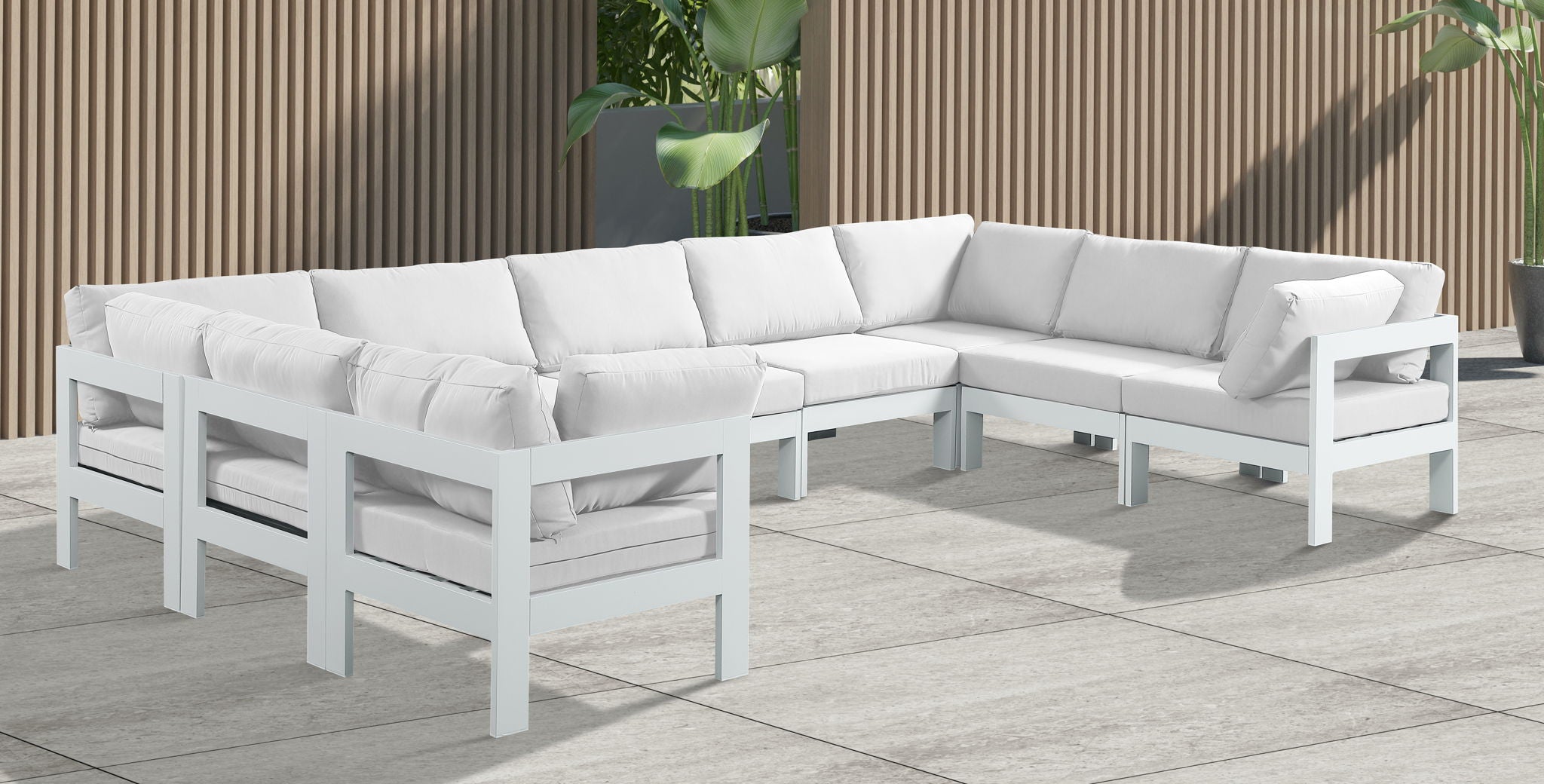 Nizuc - Outdoor Patio 9 Piece Modular Sectional With White Frame - Urban Living Furniture (Los Angeles, CA)