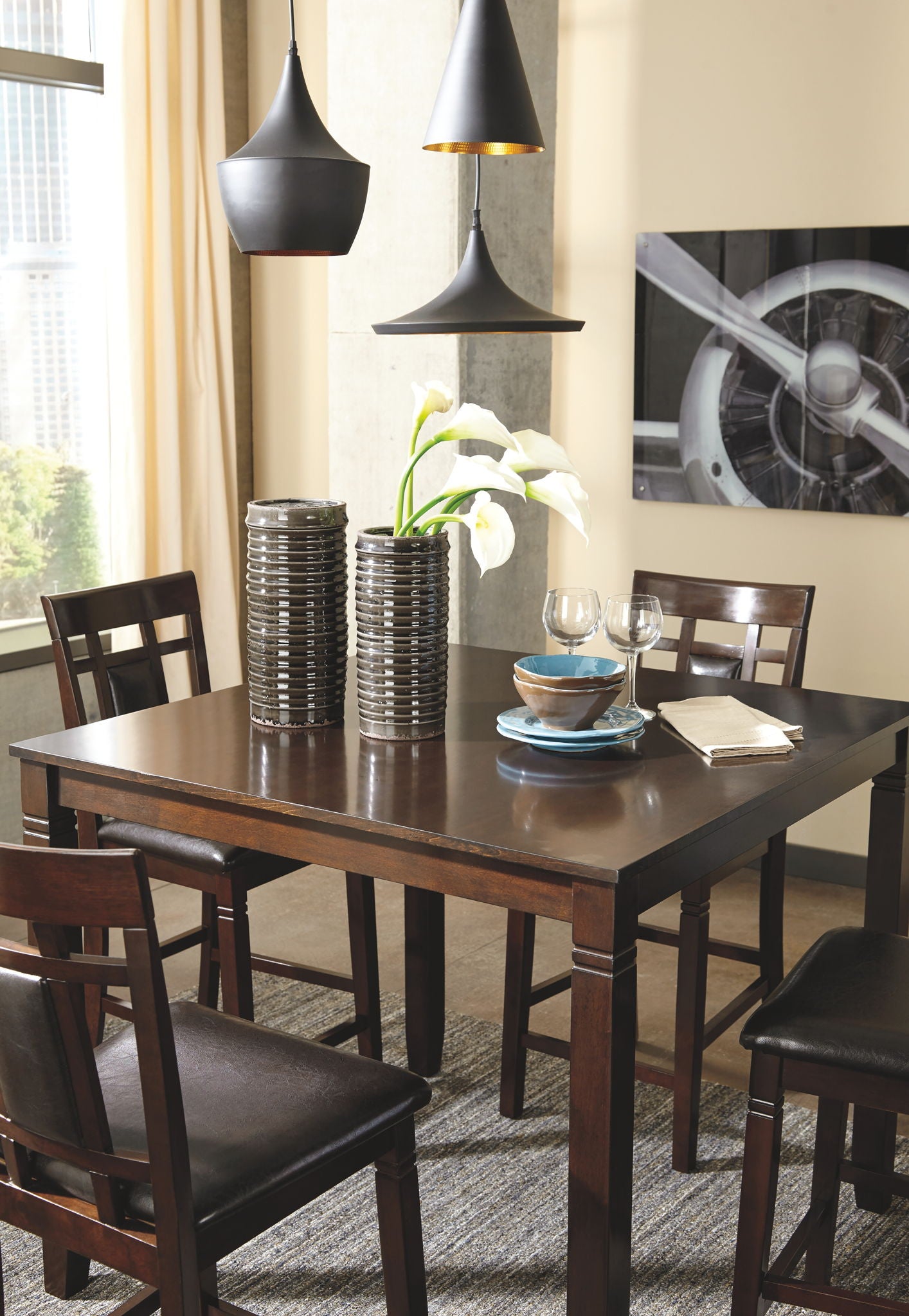 Bennox - Brown - DRM Counter Table Set (Set of 5) - Urban Living Furniture (Los Angeles, CA)