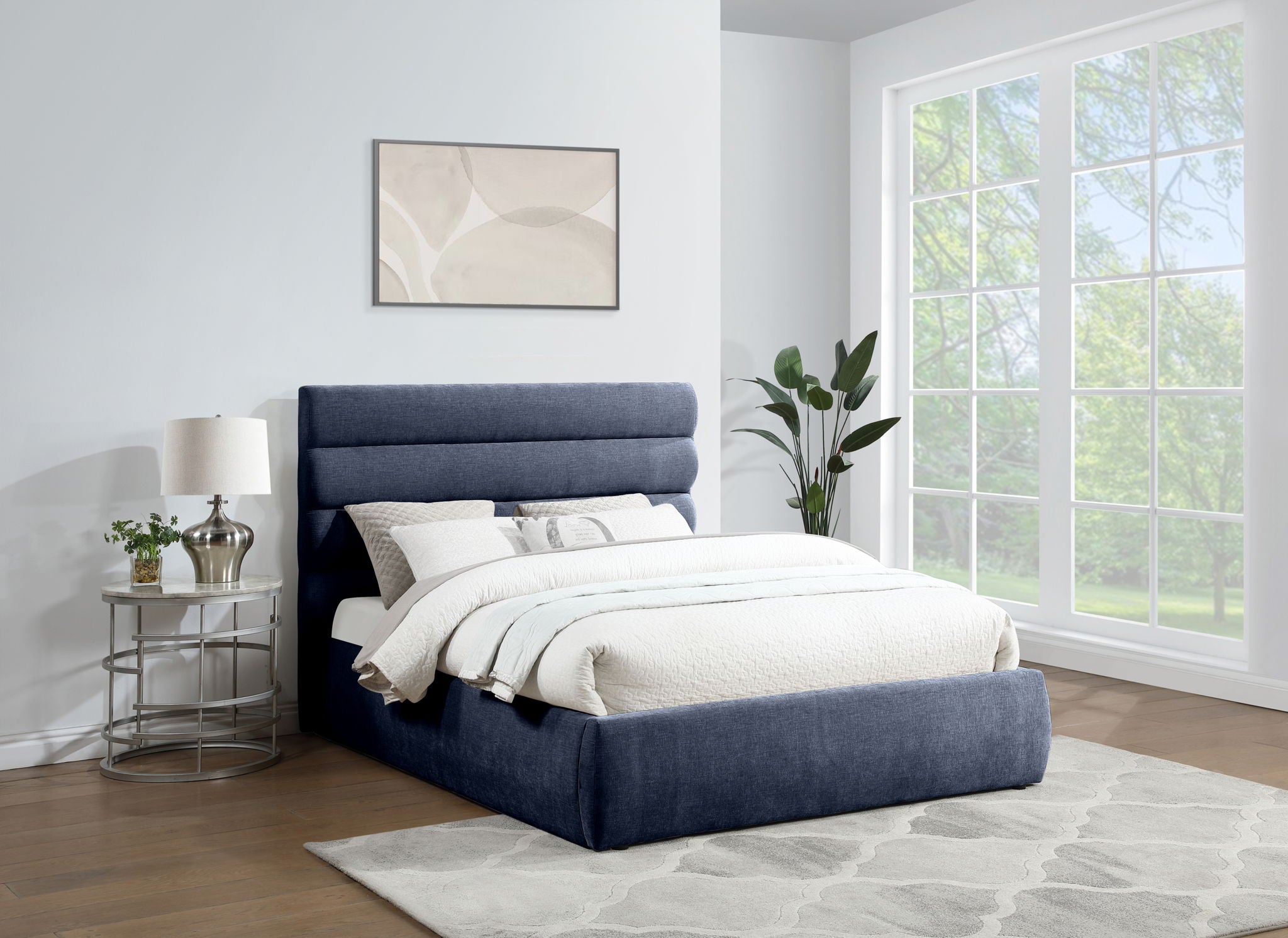 Adam - Chenille Fabric Bed With 52" Headboard