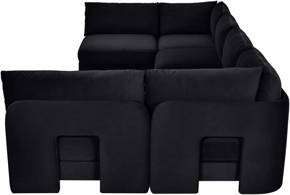 Hammond - Velvet Performance Fabric Upholstered 6 Piece U-Shaped Armless Sectional