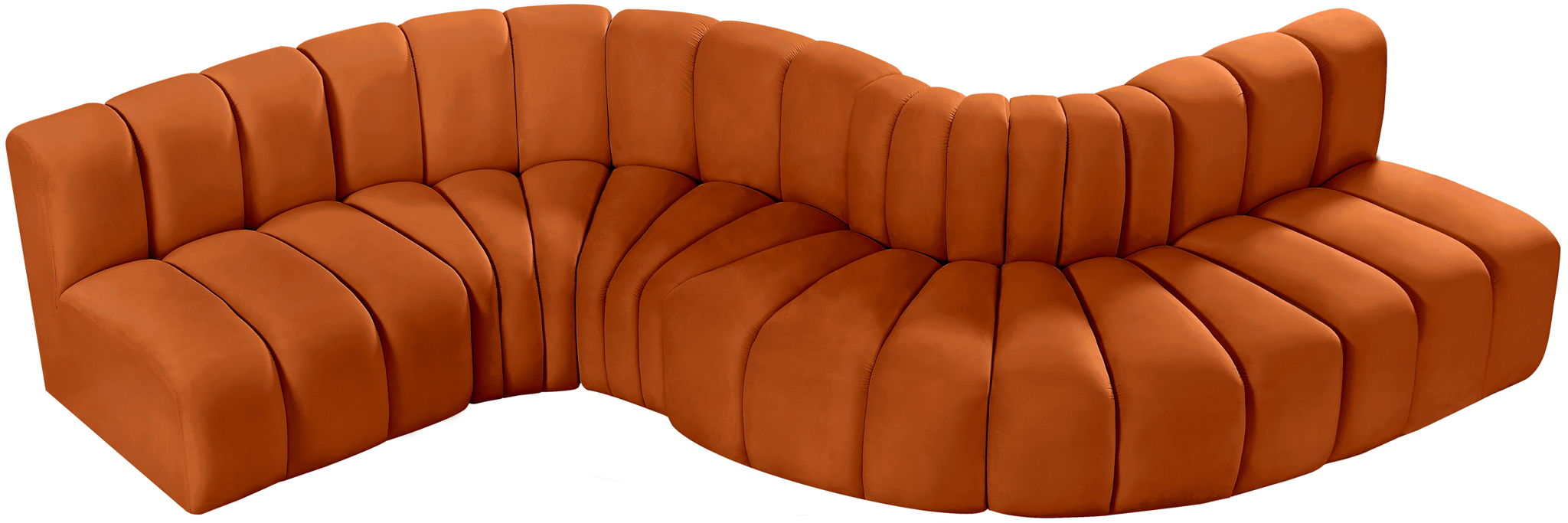 Arc - Velvet 6 Piece Curved Modular Sofa
