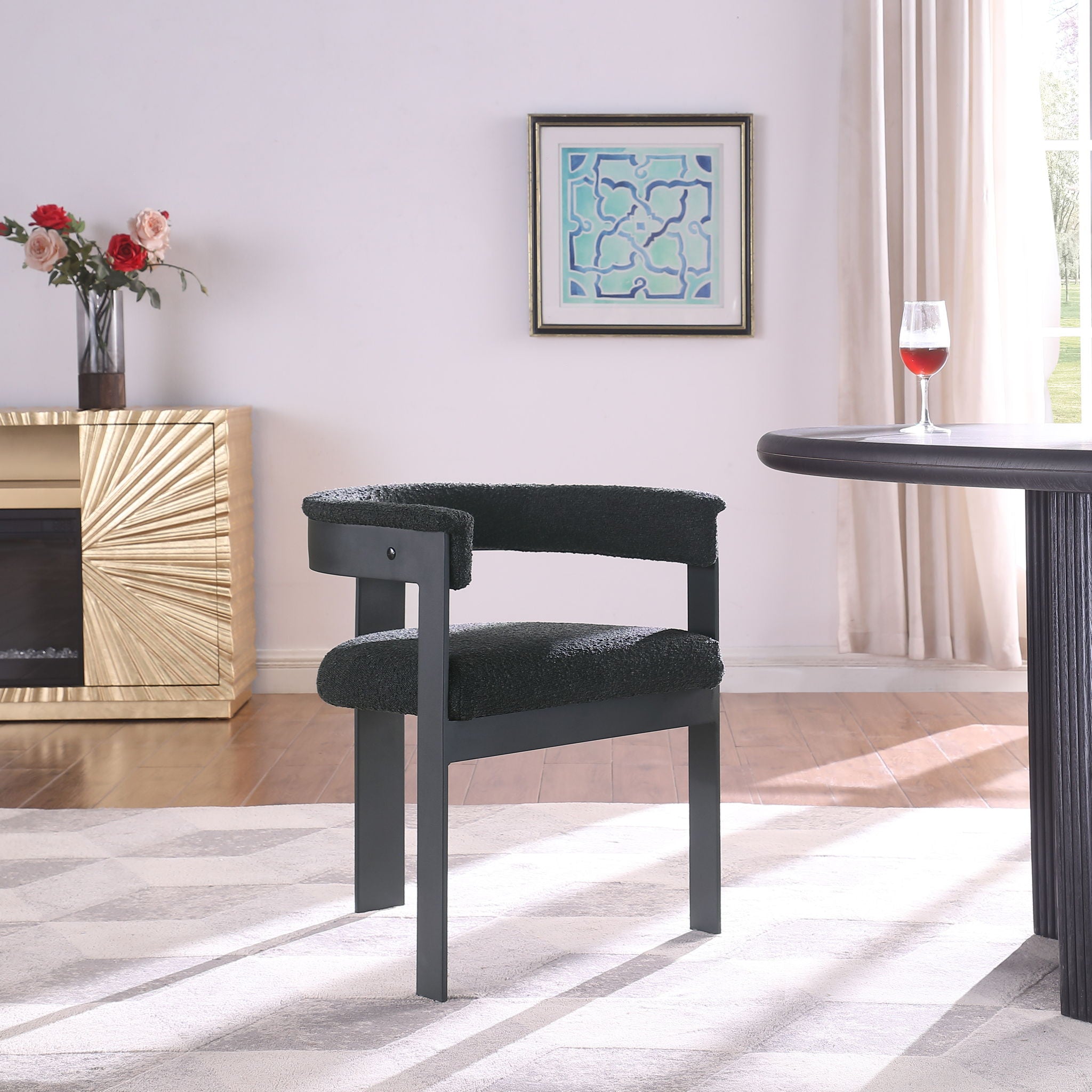 Romeo - Boucle Dining Chair With Black Base (Set of 2) - Urban Living Furniture (Los Angeles, CA)