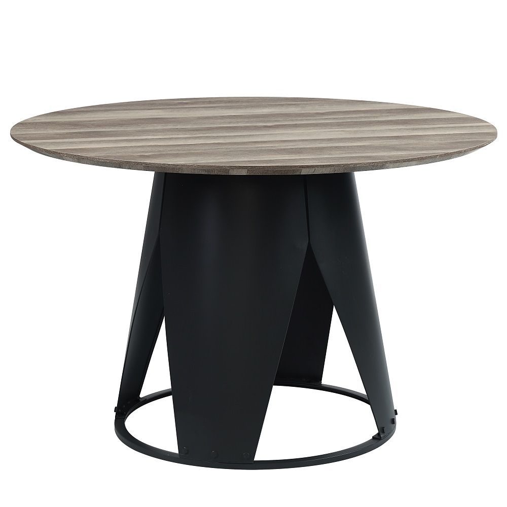 Zudora - Round Dining Table - Antique Oak & Black - Urban Living Furniture (Los Angeles, CA)