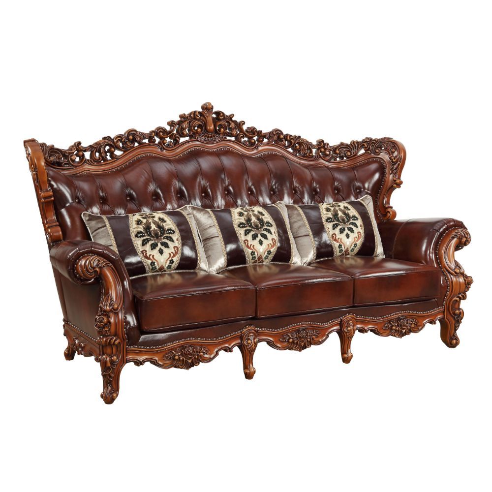Eustoma - Sofa - Cherry Top Grain Leather Match & Walnut - Urban Living Furniture (Los Angeles, CA)