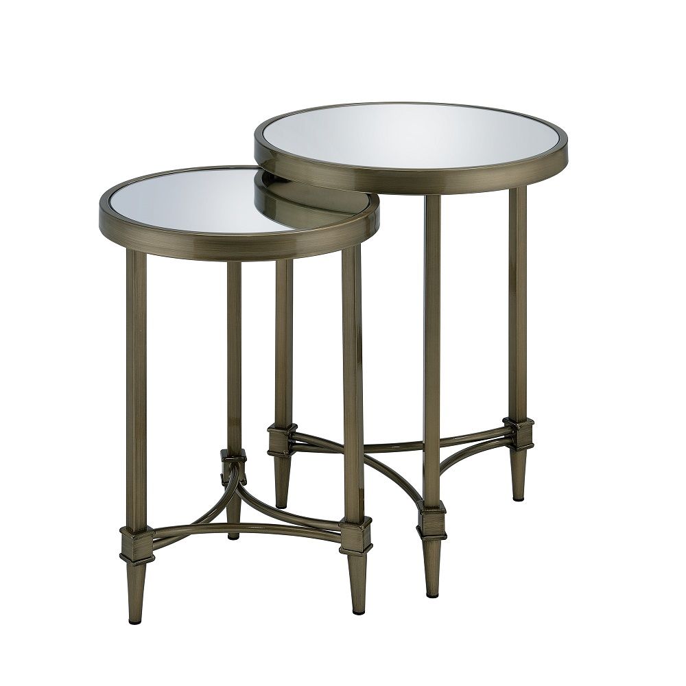 Aditya - Nesting Table - Mirrored & Antique Brass - Urban Living Furniture (Los Angeles, CA)