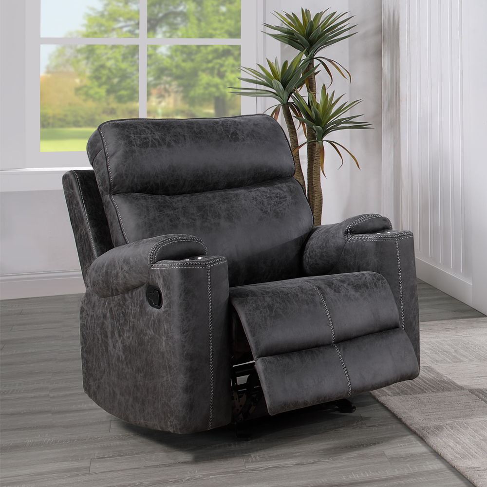 Hirah - Motion Glider Recliner - Dark Gray Polish Microfiber - Urban Living Furniture (Los Angeles, CA)