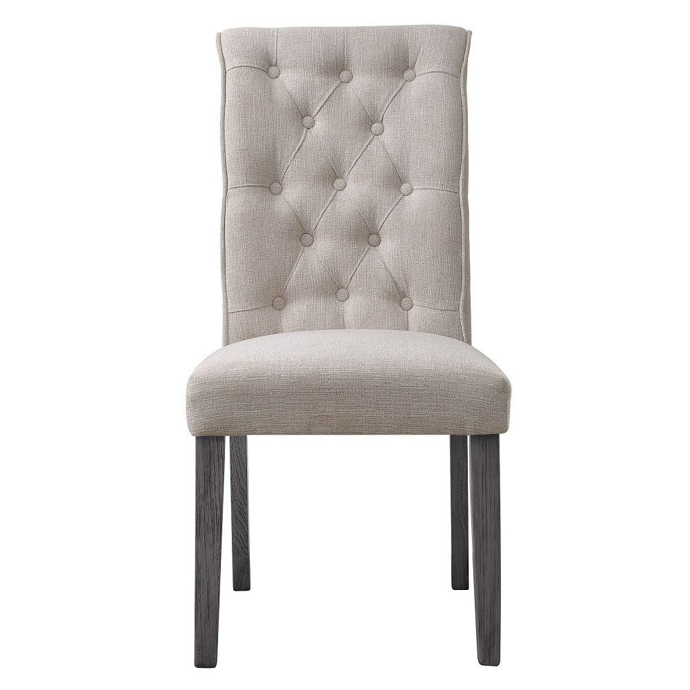 Yabeina - Side Chair (Set of 2) - Beige Linen & Gray - Urban Living Furniture (Los Angeles, CA)