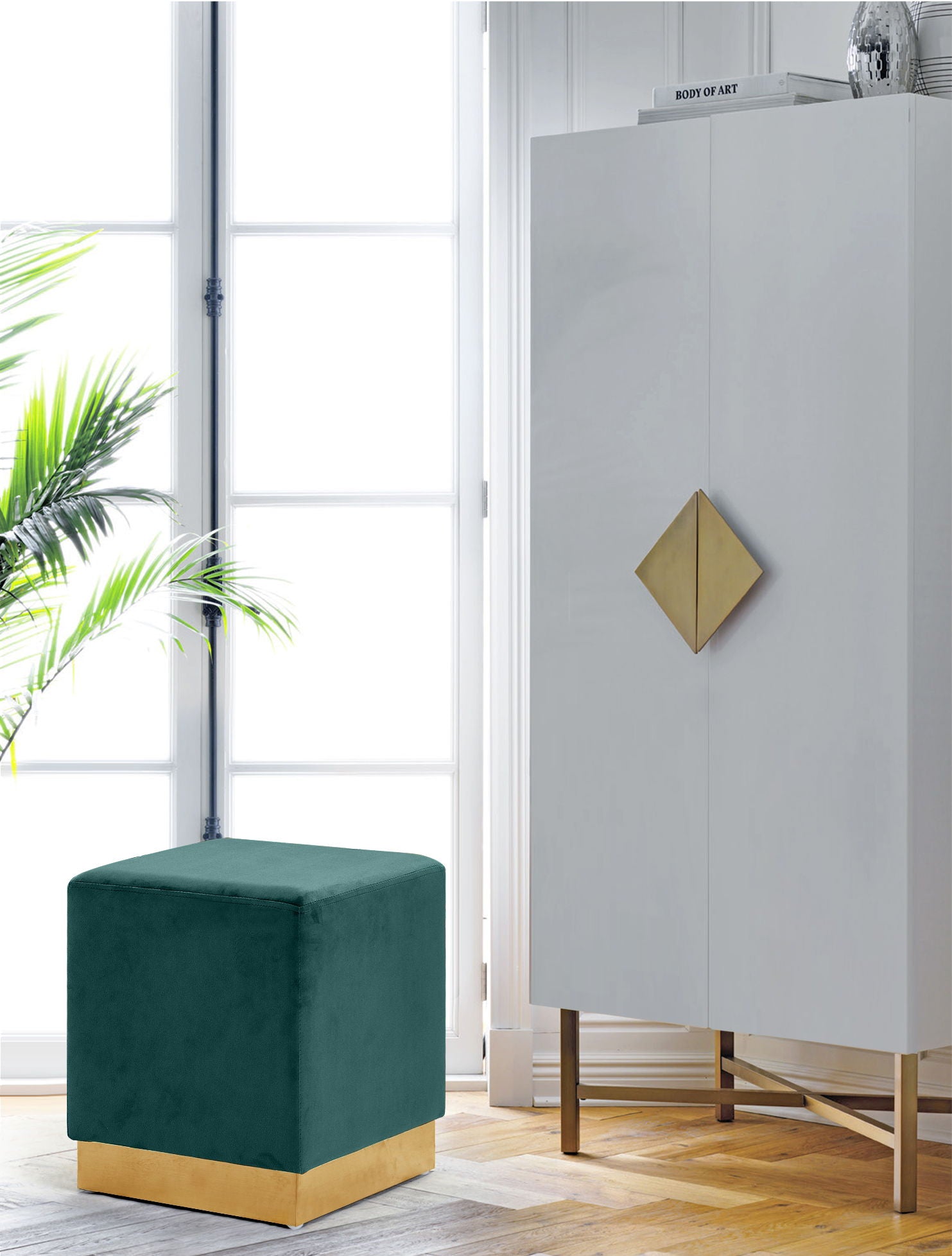 Jax - Stool Ottoman with Gold Base - Urban Living Furniture (Los Angeles, CA)