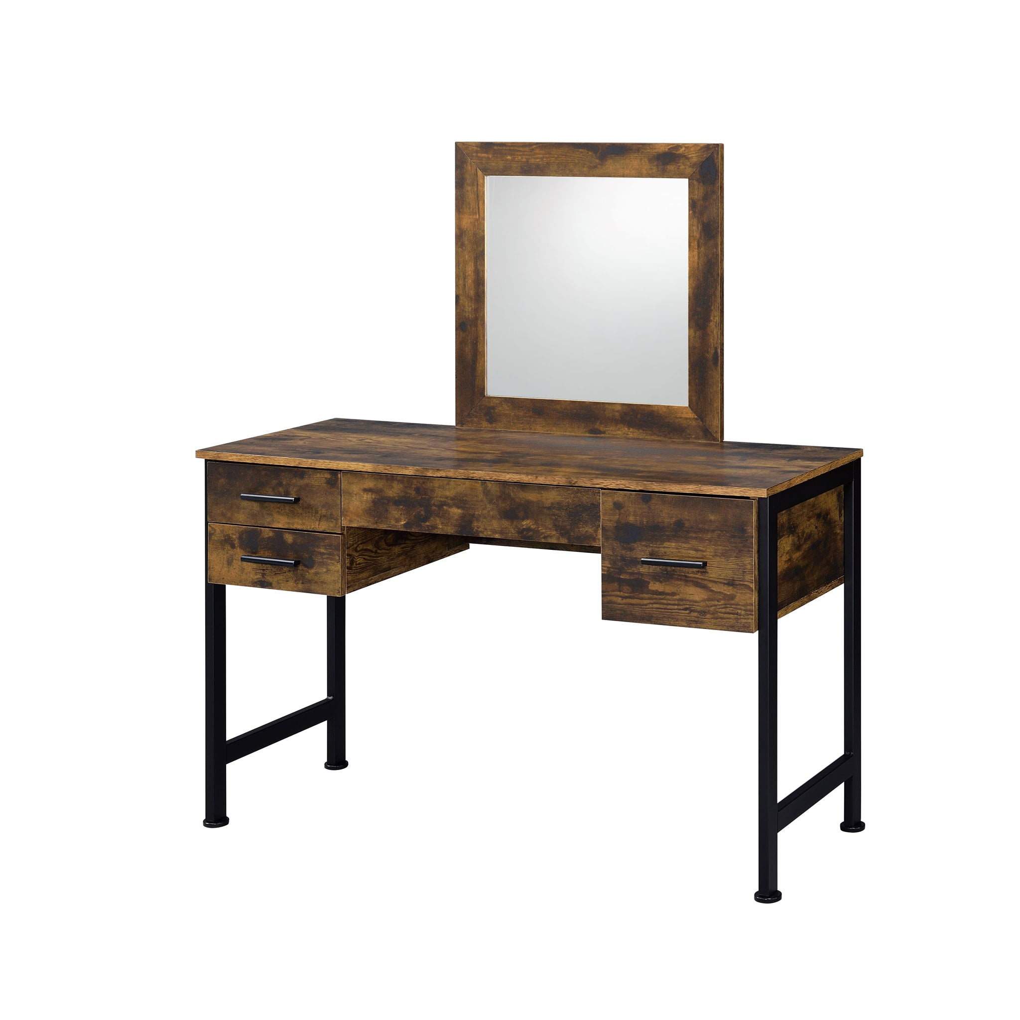Juvanth - Vanity Desk & Mirror - Rustic Oak & Black - Urban Living Furniture (Los Angeles, CA)