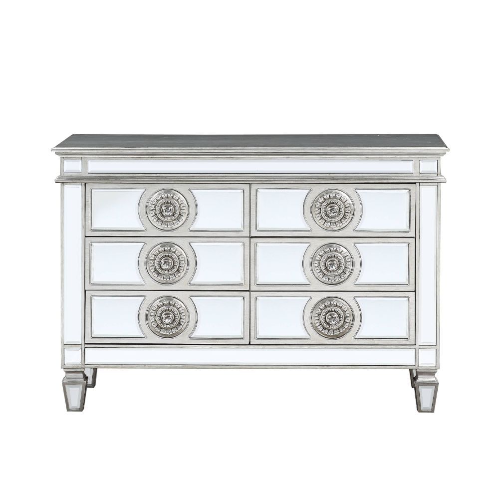 Varian - 34" Server - Mirrored & Antique Platinum - Urban Living Furniture (Los Angeles, CA)