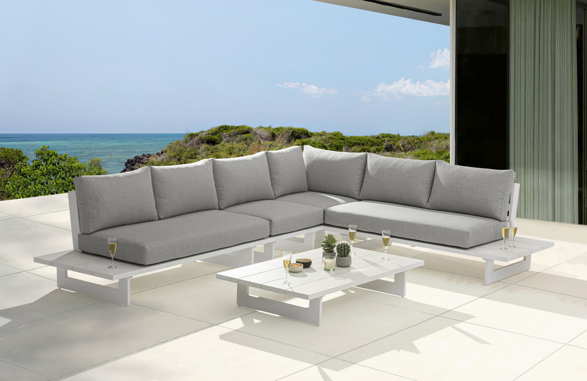 Maldives - 4 Piece Water Resistant Outdoor Patio Modular Sectional With White Base - Urban Living Furniture (Los Angeles, CA)