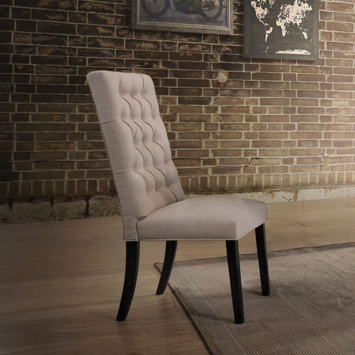 Morland - Side Chair (Set of 2) - Tan Linen & Vintage Black - Urban Living Furniture (Los Angeles, CA)