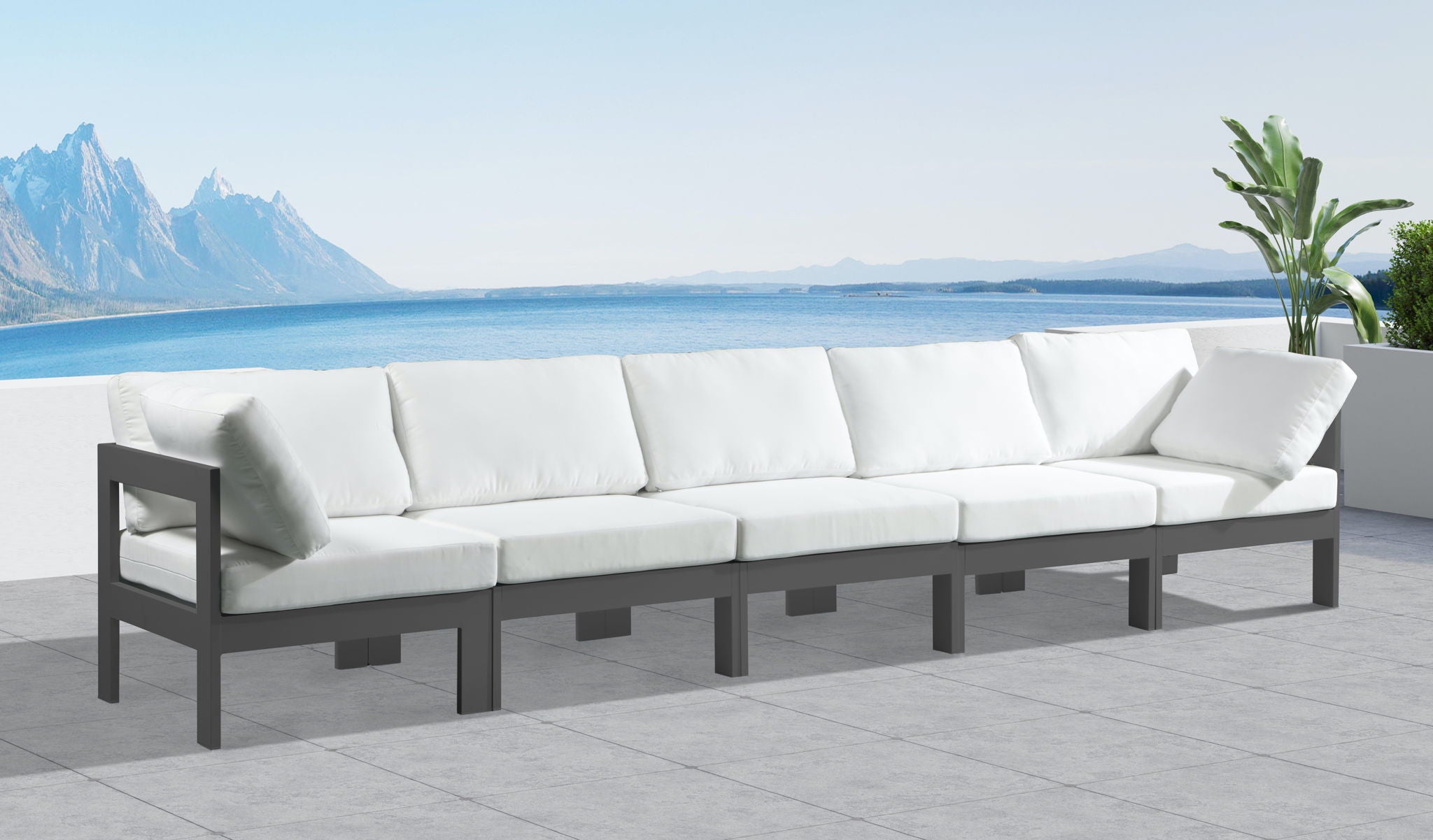 Nizuc - Outdoor Patio 5 Seat Modular Sofa With Gray Frame - Urban Living Furniture (Los Angeles, CA)