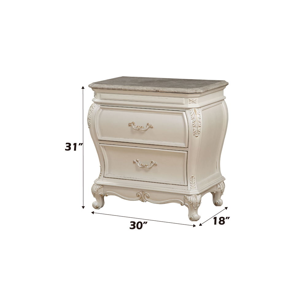Chantelle - Nightstand With Marble Top - Pearl White - Urban Living Furniture (Los Angeles, CA)