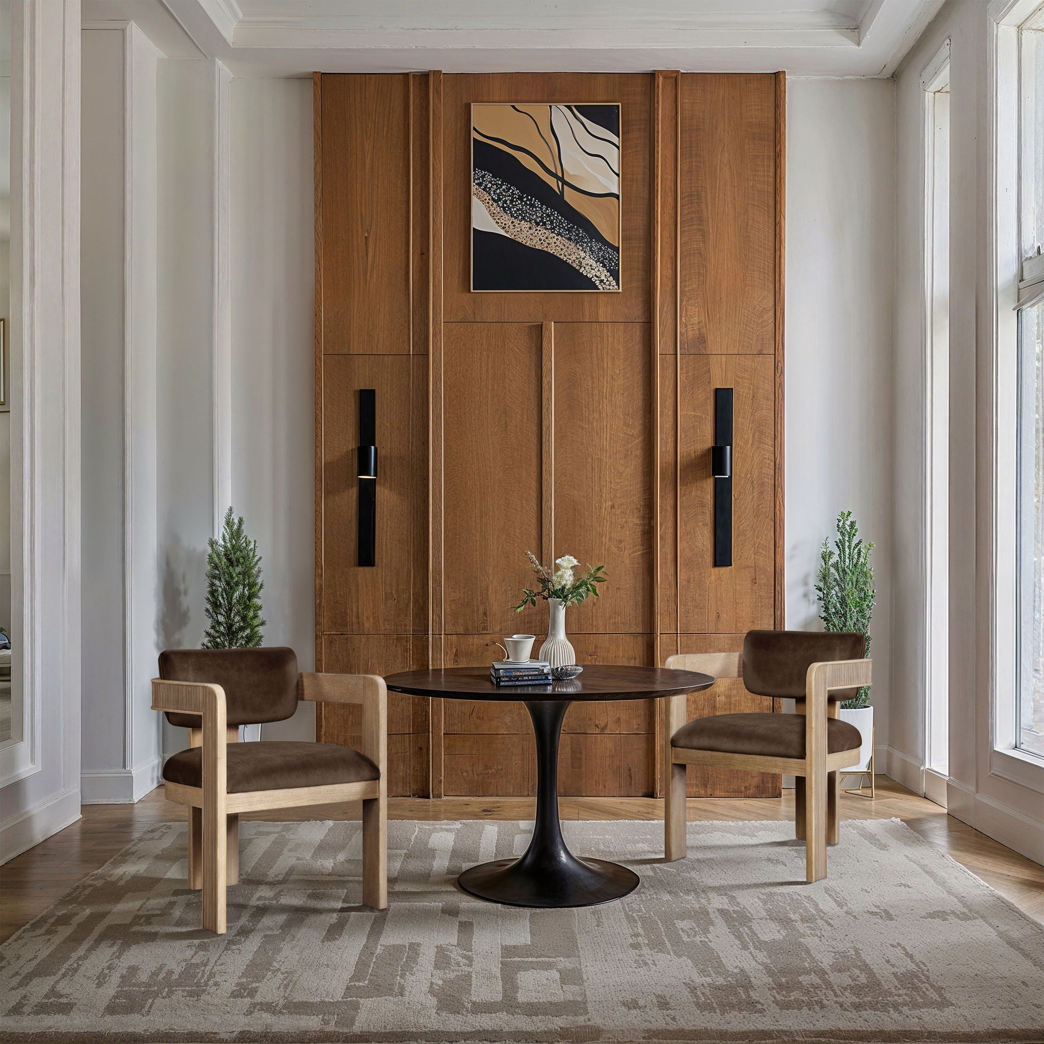 Sacha - Velvet Dining Chair With Natural Base (Set of 2) - Urban Living Furniture (Los Angeles, CA)