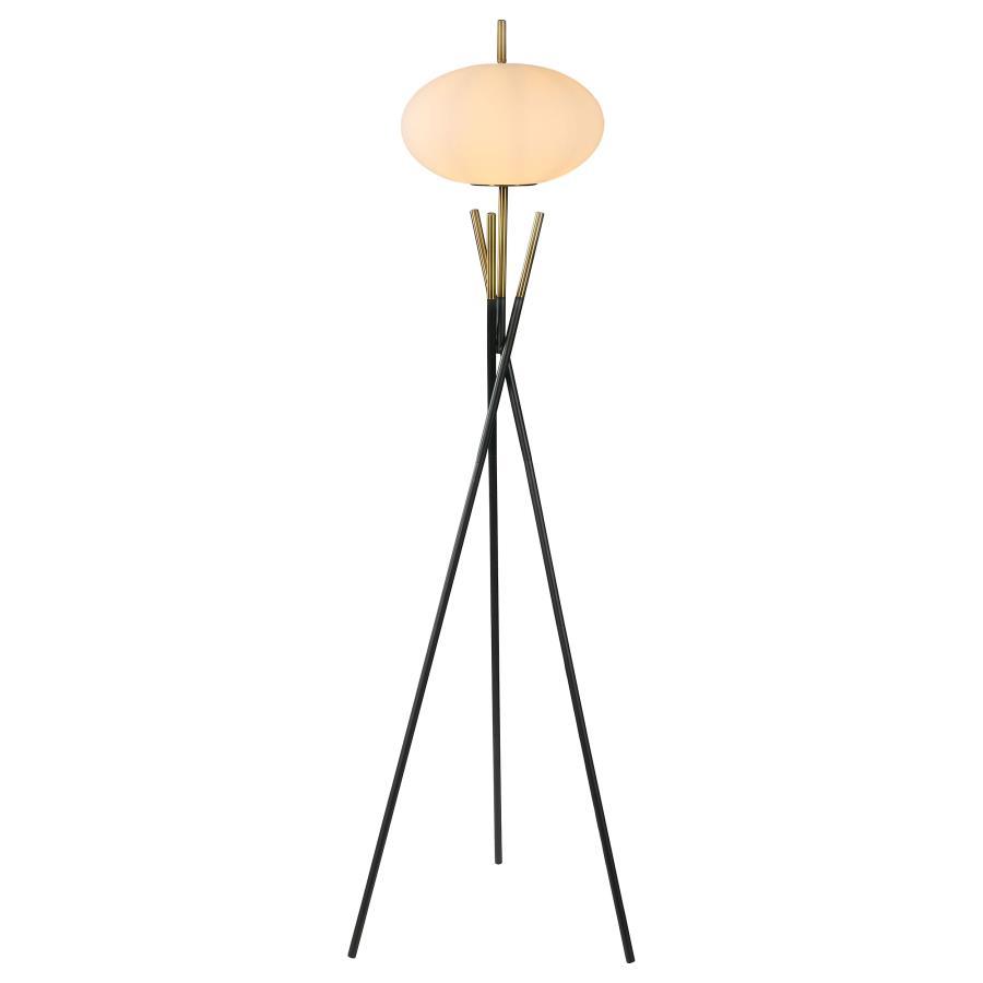 Layton - White Orb Shade Tripod Floor Lamp - Black - Urban Living Furniture (Los Angeles, CA)