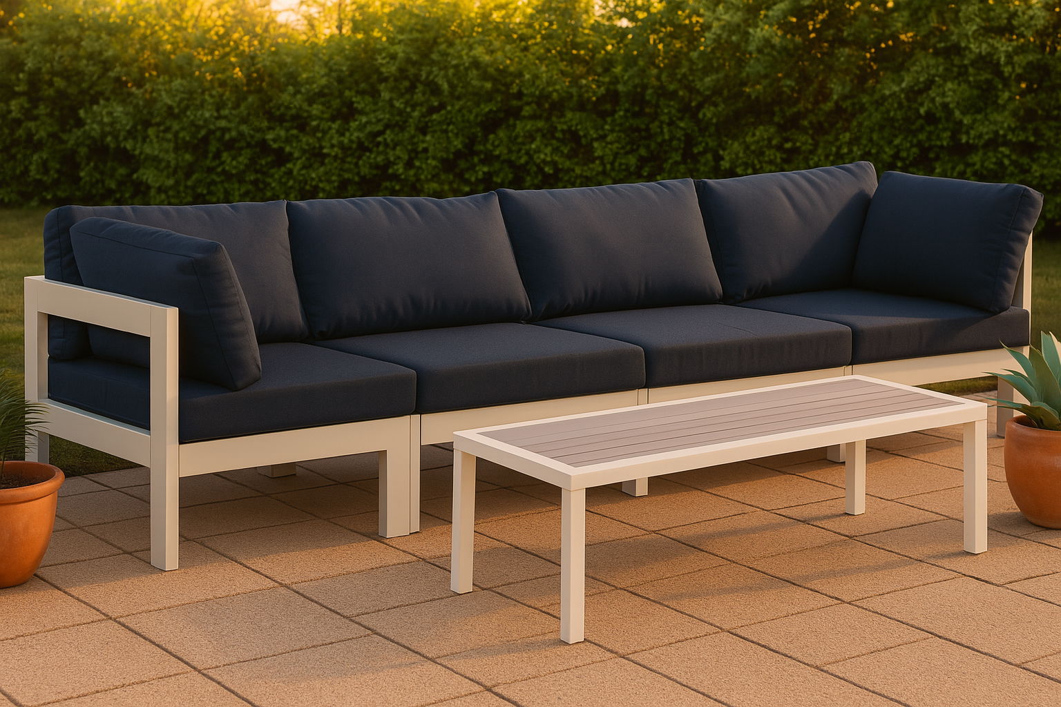 Nizuc - Outdoor Patio 4 Seat Modular Sofa With White Frame - Urban Living Furniture (Los Angeles, CA)