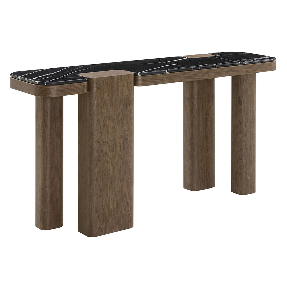Dana - Console Table - Faux Marble Top, Black & Dark Walnut - Urban Living Furniture (Los Angeles, CA)