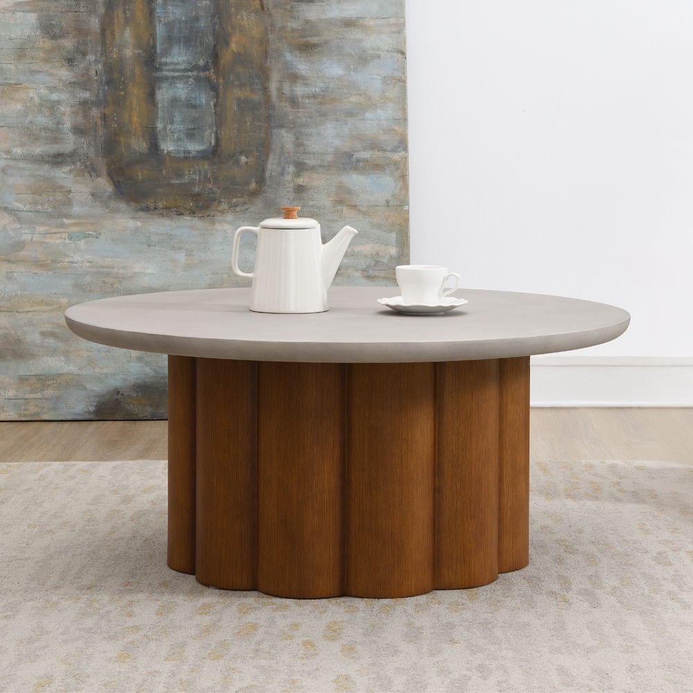 Evelyn - Coffee Table - Faux Concrete Top & Walnut - Urban Living Furniture (Los Angeles, CA)